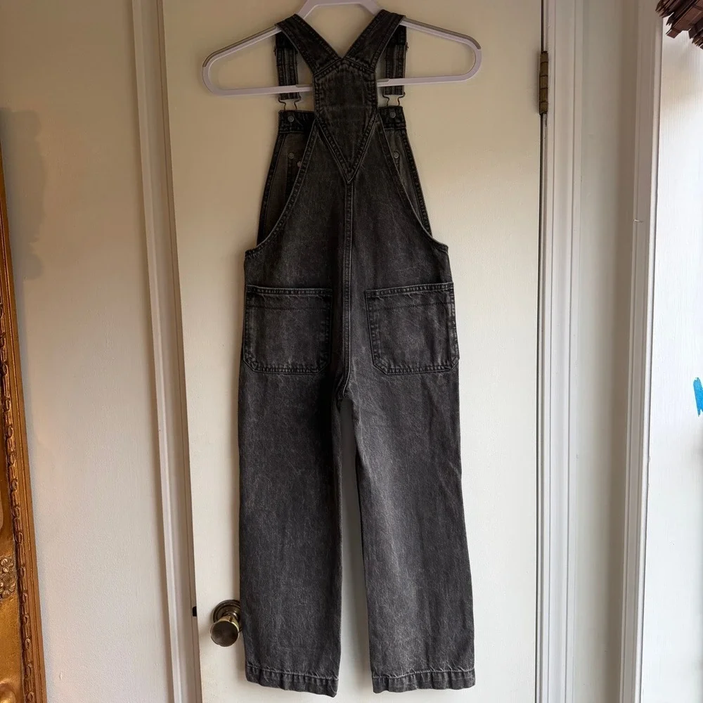 GAP Teen Black Wash Denim Overalls Size 8 Jumpsuit Kids Girls